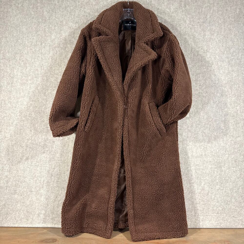 Fabletics Teddy Long Coat | Womens Small | Hazelnut Brown | Retail $190